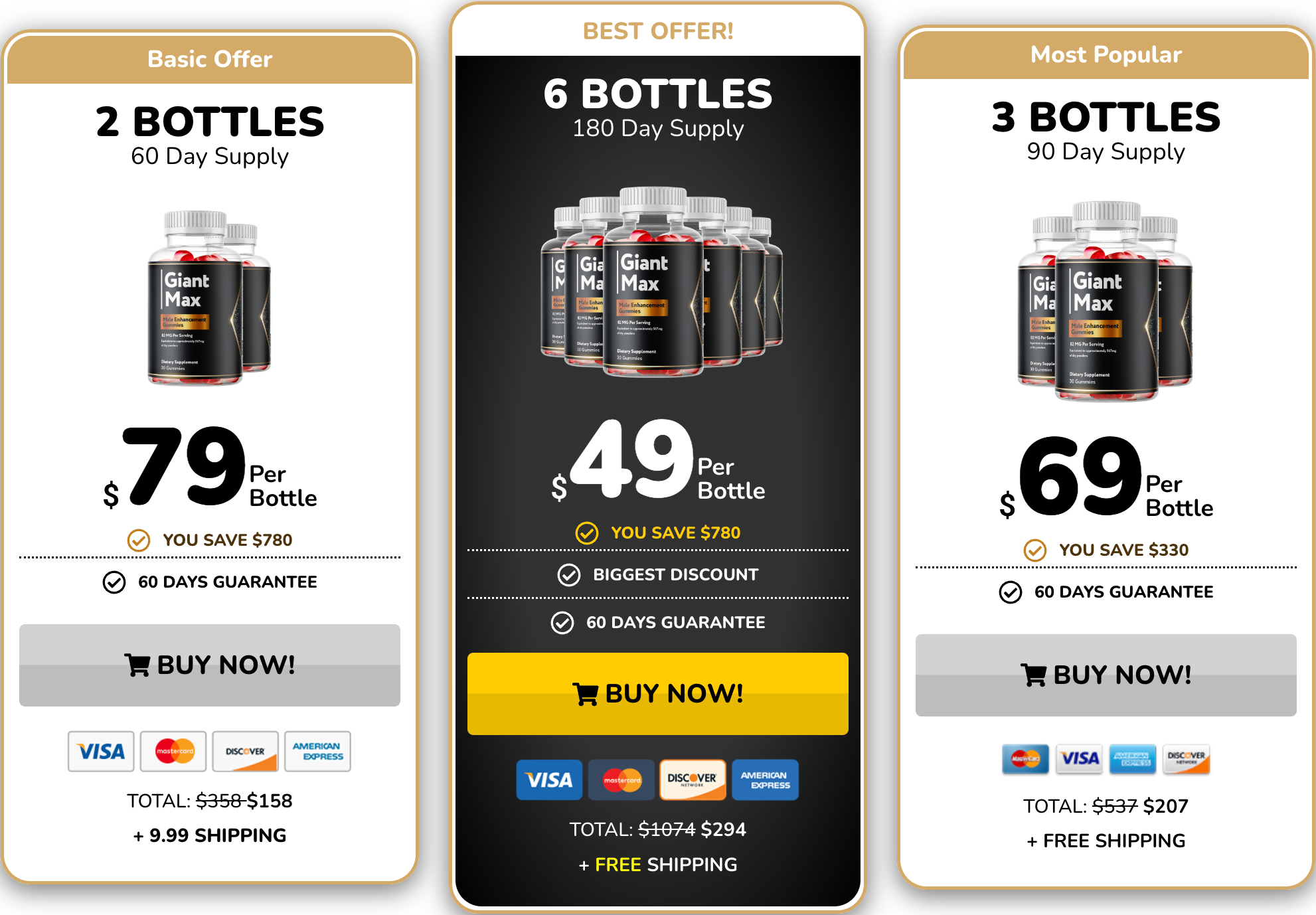 GiantMax pricing — 2, 3, or 6 bottle packages